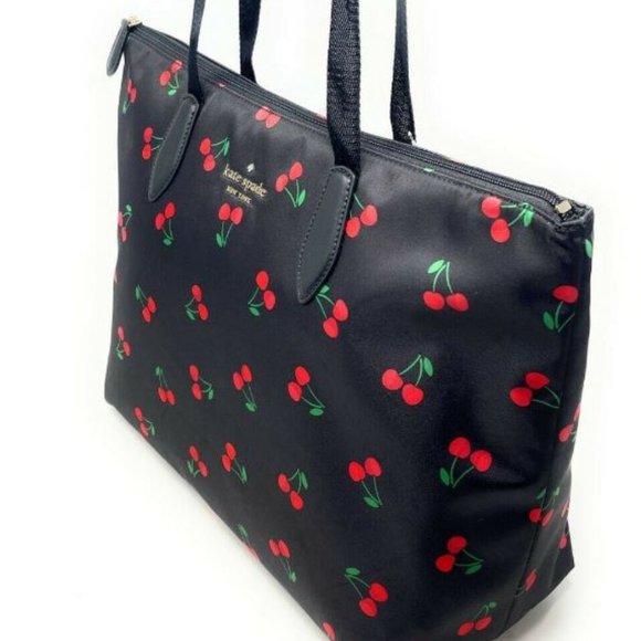 KATE SPADE NWT TOSSED CHERRY MEL PACKABLE TOTE +WRISTLET! - Picture 1 of 13
